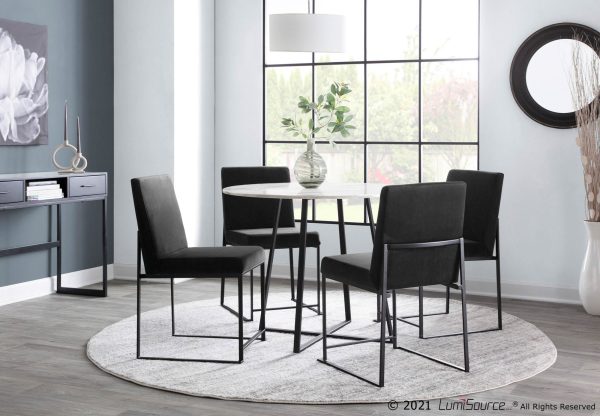 Fuji Black Velvet High Back Contemporary Dining Chairs Set of 2 2