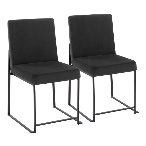 Fuji Black Velvet High Back Contemporary Dining Chairs Set of 2 4