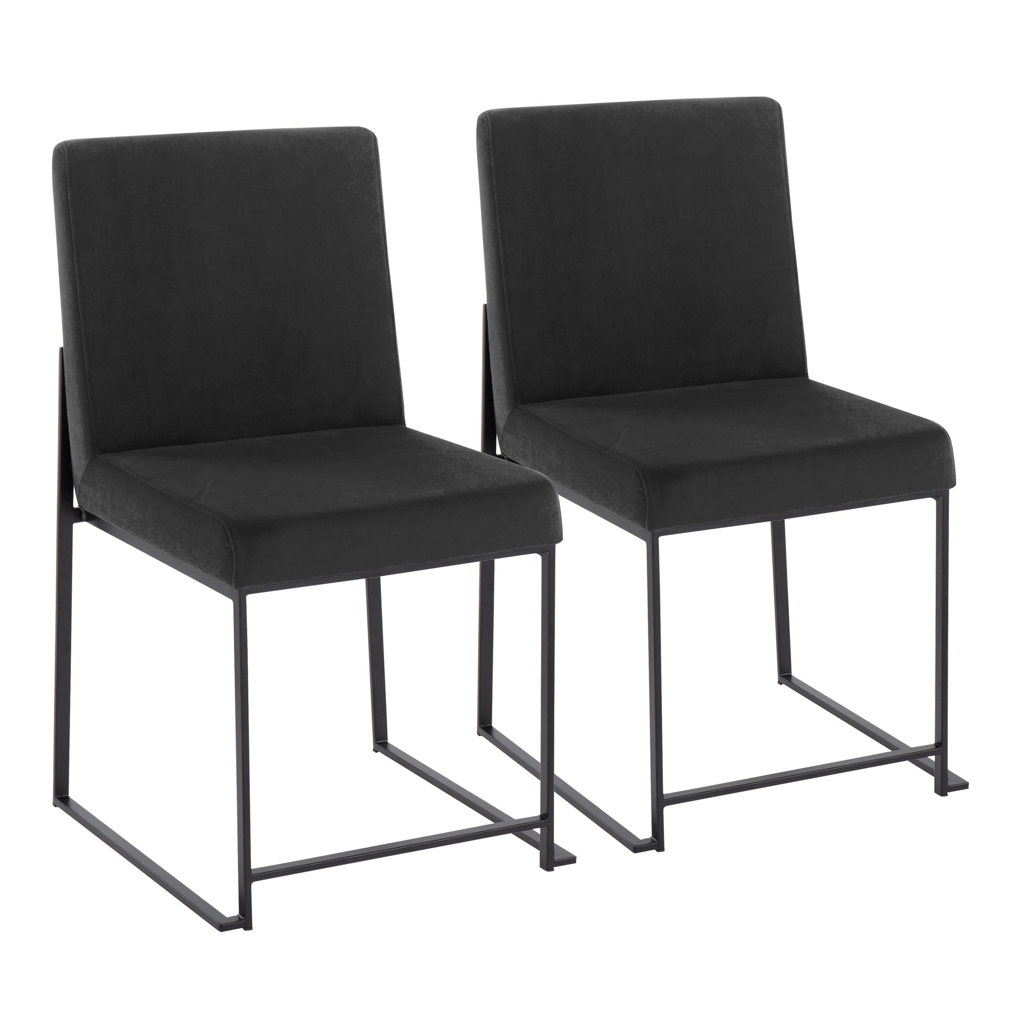 Fuji Black Velvet High Back Contemporary Dining Chairs (Set of 2) 5 Fuji Black Velvet High Back Contemporary Dining Chairs (Set of 2) - Image 5