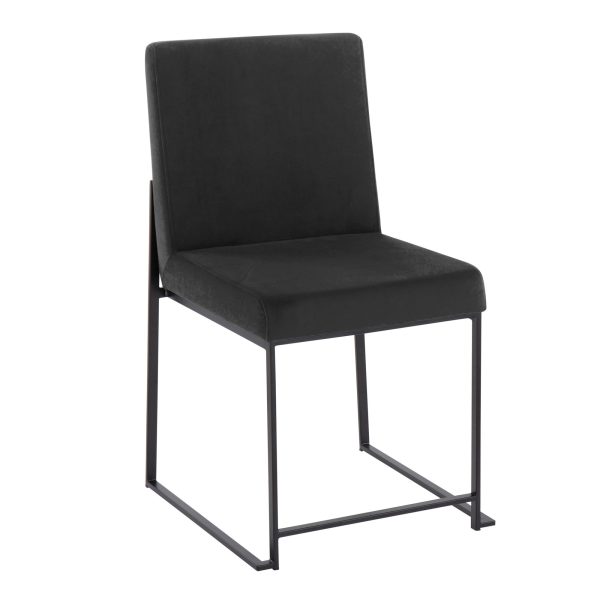 Fuji Black Velvet High Back Contemporary Dining Chairs Set of 2 5