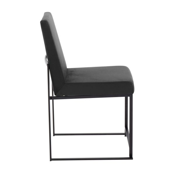 Fuji Black Velvet High Back Contemporary Dining Chairs Set of 2 6