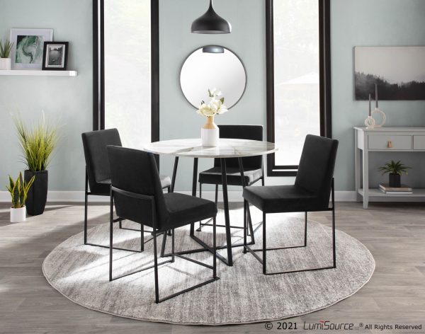 Fuji Black Velvet High Back Contemporary Dining Chairs Set of 2