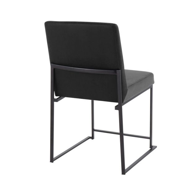 Fuji Black Velvet High Back Contemporary Dining Chairs Set of 2 7