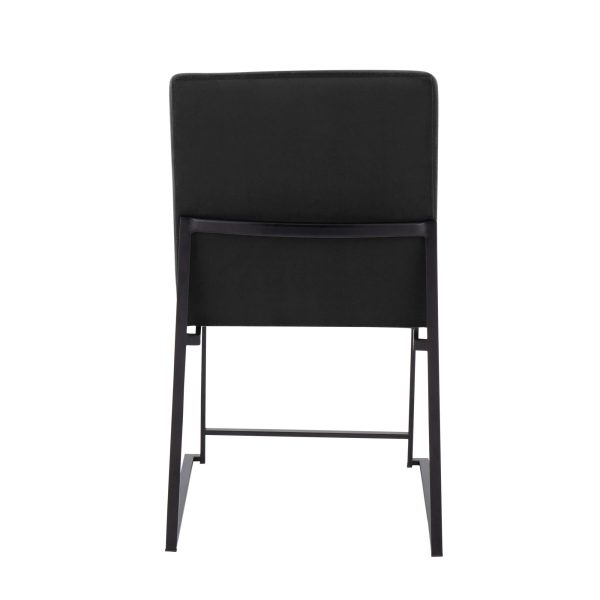 Fuji Black Velvet High Back Contemporary Dining Chairs Set of 2 8