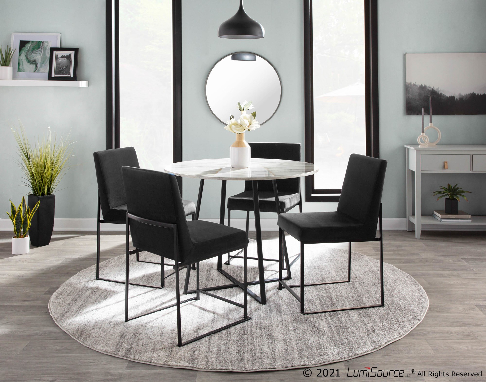 Fuji Black Velvet High Back Contemporary Dining Chairs (Set of 2) 1 Fuji Black Velvet High Back Contemporary Dining Chairs (Set of 2)
