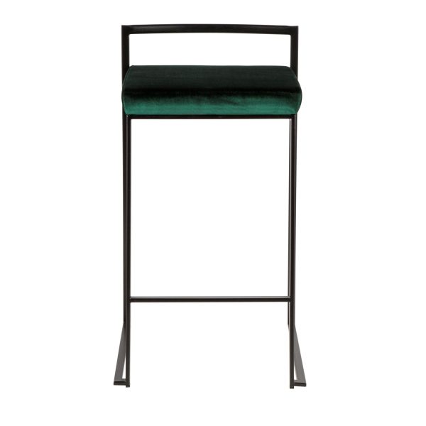 Fuji Black and Green Velvet Contemporary Counter Stools Set of 2 10
