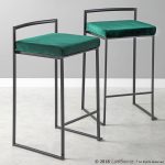 Fuji Black and Green Velvet Contemporary Counter Stools (Set of 2) 17 Fuji Black and Green Velvet Contemporary Counter Stools (Set of 2)
