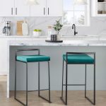 Fuji Black and Green Velvet Contemporary Counter Stools (Set of 2) 18 Fuji Black and Green Velvet Contemporary Counter Stools (Set of 2)