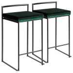 Fuji Black and Green Velvet Contemporary Counter Stools (Set of 2) 20 Fuji Black and Green Velvet Contemporary Counter Stools (Set of 2)