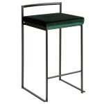 Fuji Black and Green Velvet Contemporary Counter Stools (Set of 2) 21 Fuji Black and Green Velvet Contemporary Counter Stools (Set of 2)