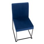 Fuji Blue Velvet Black Steel Contemporary High Back Dining Chairs (Set of 2)