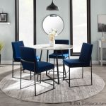 Fuji Blue Velvet Black Steel Contemporary High Back Dining Chairs (Set of 2)