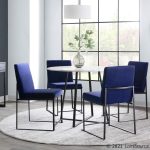 Fuji Blue Velvet Black Steel Contemporary High Back Dining Chairs (Set of 2)
