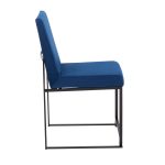 Fuji Blue Velvet Black Steel Contemporary High Back Dining Chairs (Set of 2)