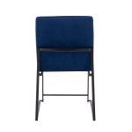Fuji Blue Velvet Black Steel Contemporary High Back Dining Chairs (Set of 2)