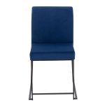 Fuji Blue Velvet Black Steel Contemporary High Back Dining Chairs (Set of 2)