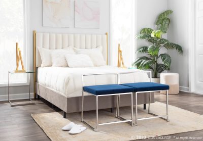 Fuji Blue Velvet Contemporary Stackable Dining Chairs (Set of 2)