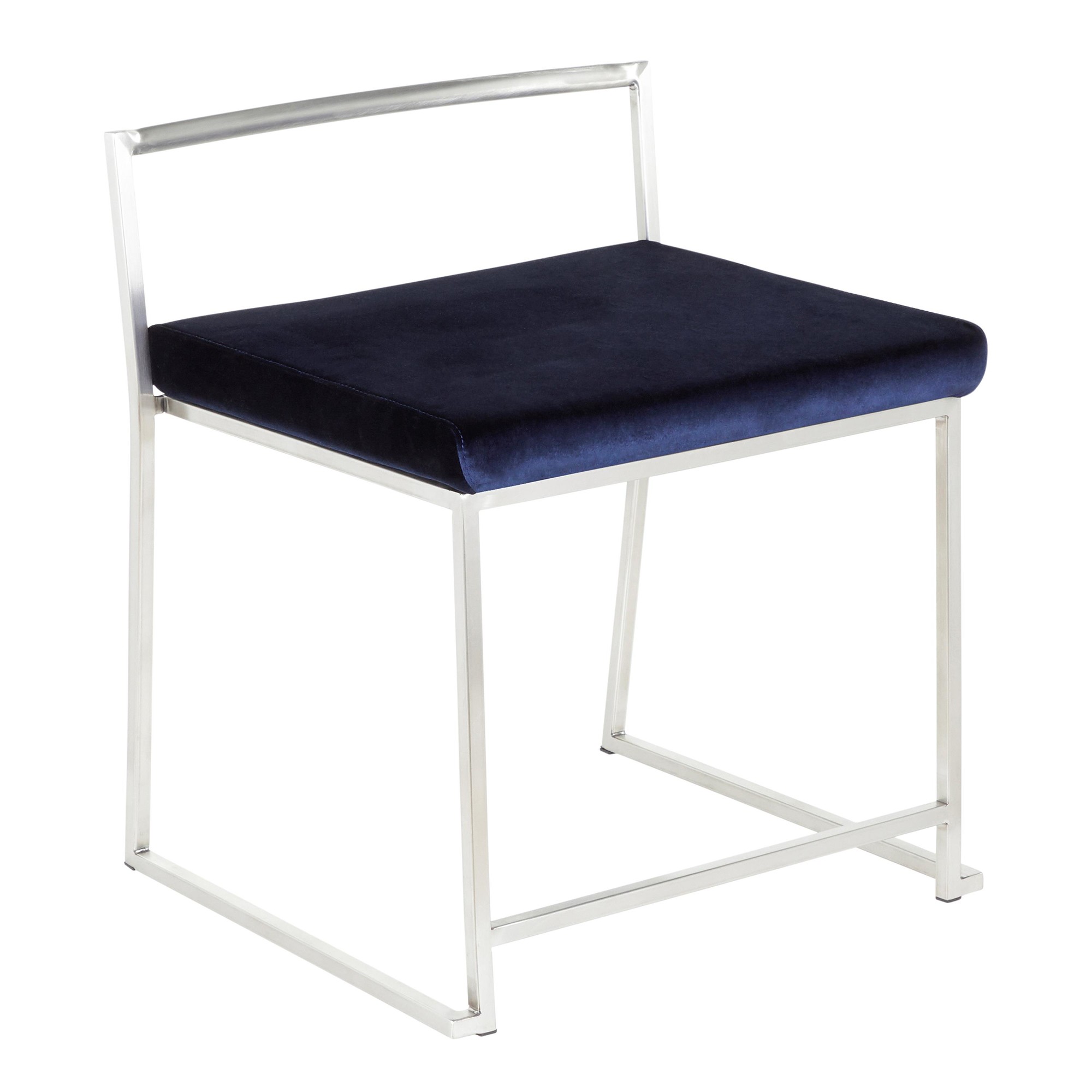 Fuji Blue Velvet Contemporary Stackable Dining Chairs (Set of 2) 5 Fuji Blue Velvet Contemporary Stackable Dining Chairs (Set of 2) - Image 5