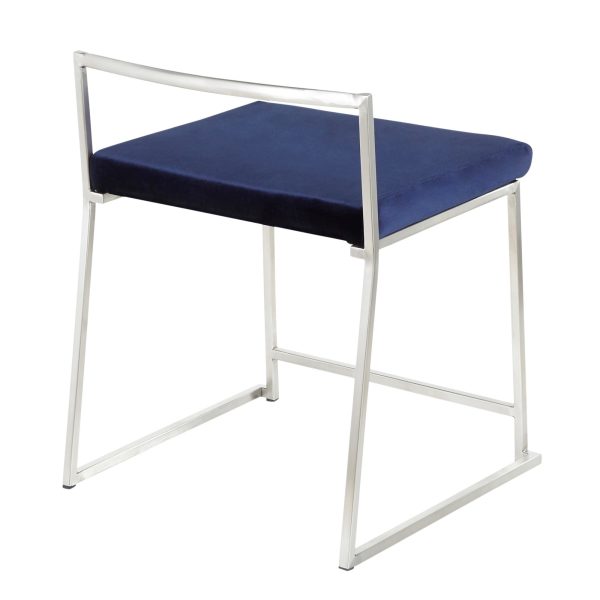 Fuji Blue Velvet Contemporary Stackable Dining Chairs Set of 2 7