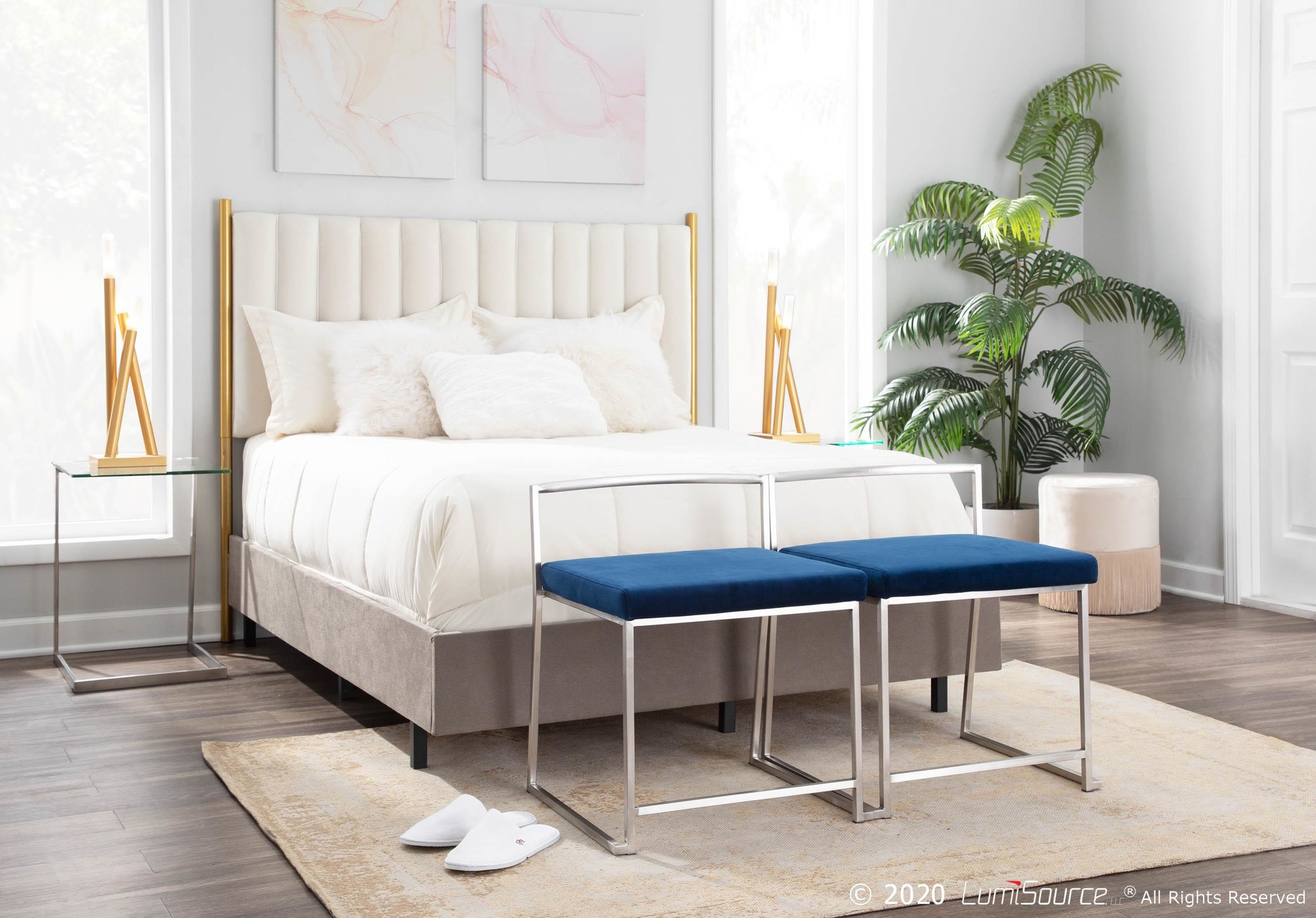 Fuji Blue Velvet Contemporary Stackable Dining Chairs (Set of 2) 1 Fuji Blue Velvet Contemporary Stackable Dining Chairs (Set of 2)