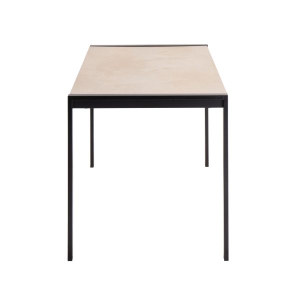 Fuji Contemporary Black Metal Natural Wood Dining Table 3