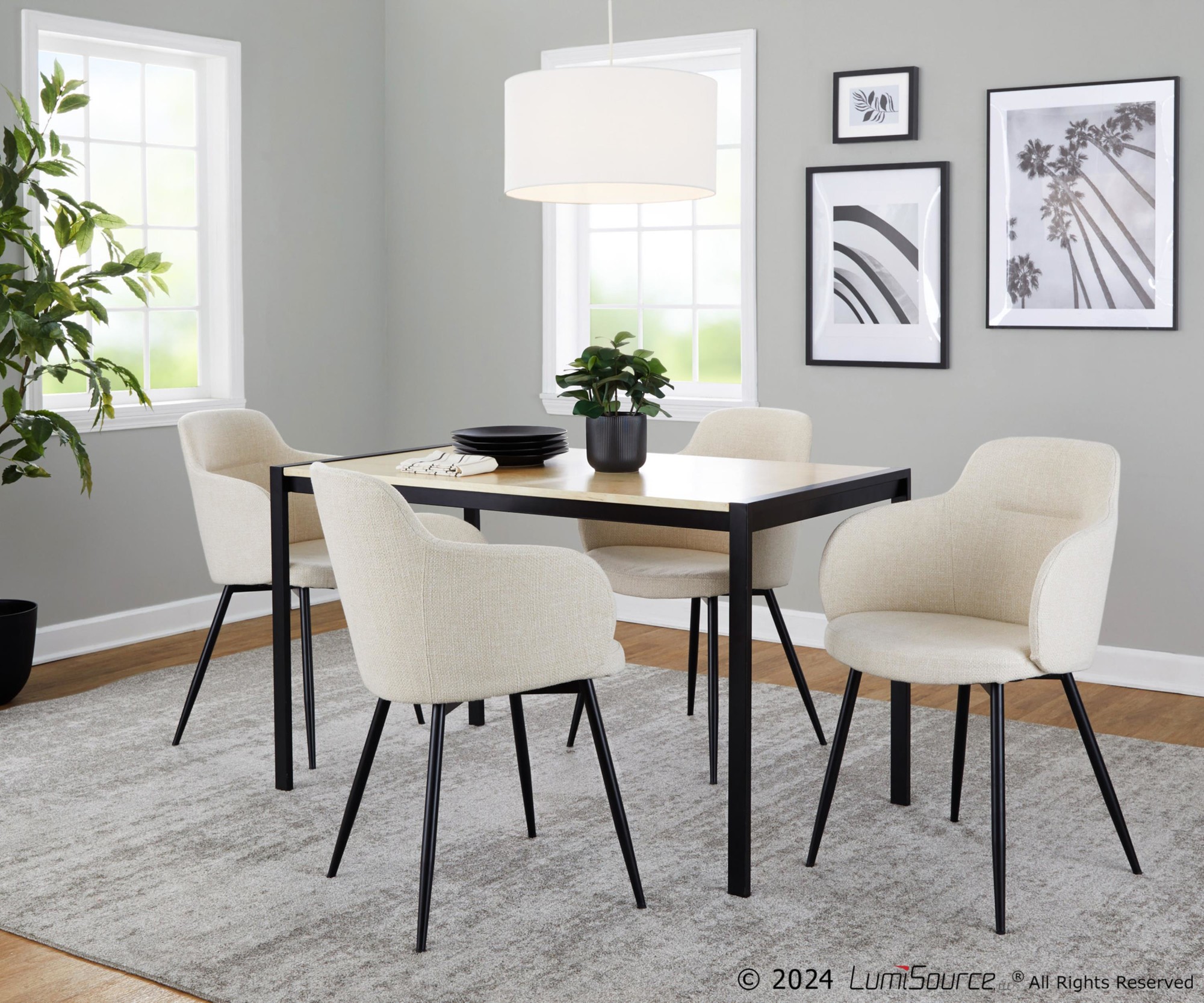 Fuji Contemporary Black Metal Natural Wood Dining Table 1 Fuji Contemporary Black Metal Natural Wood Dining Table