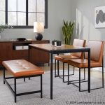 Fuji Contemporary Black Metal and Camel Faux Leather Bench 11 Fuji Contemporary Black Metal and Camel Faux Leather Bench