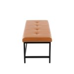 Fuji Contemporary Black Metal and Camel Faux Leather Bench 14 Fuji Contemporary Black Metal and Camel Faux Leather Bench