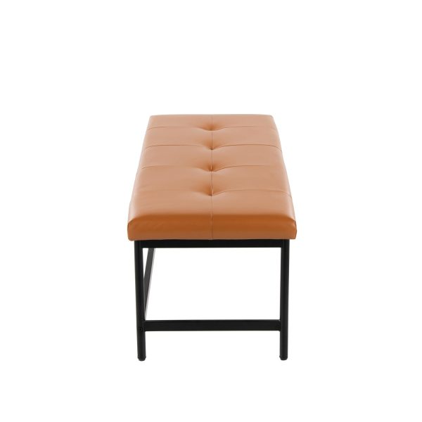 Fuji Contemporary Black Metal and Camel Faux Leather Bench 3