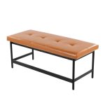 Fuji Contemporary Black Metal and Camel Faux Leather Bench 15 Fuji Contemporary Black Metal and Camel Faux Leather Bench