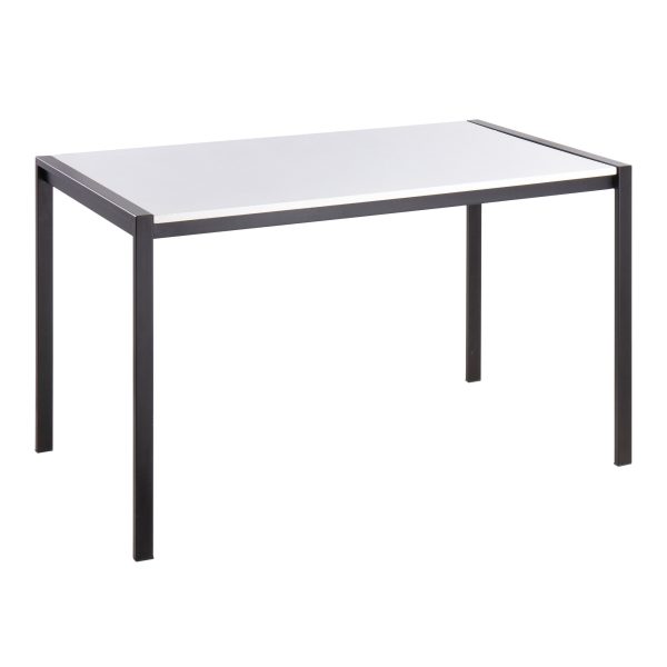 Fuji Contemporary Black Metal and White Wood Dining Table 3