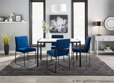 Fuji Contemporary Black Metal and White Wood Dining Table