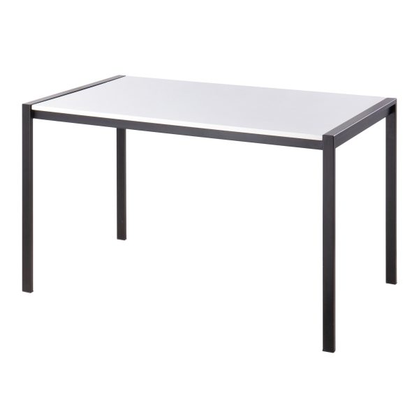 Fuji Contemporary Black Metal and White Wood Dining Table 5