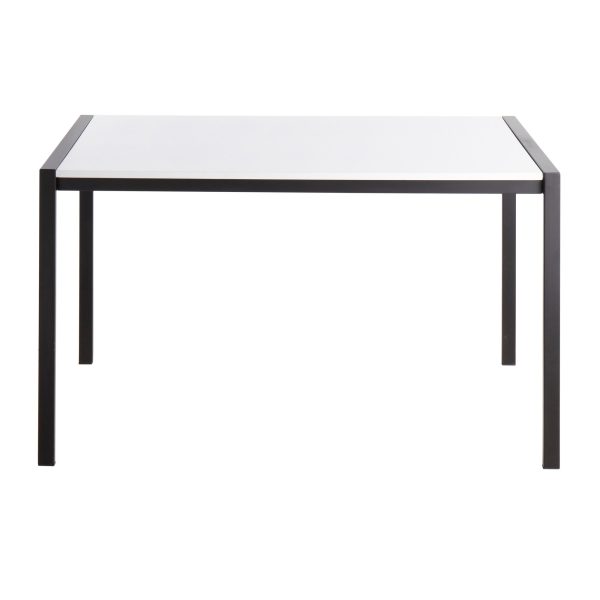 Fuji Contemporary Black Metal and White Wood Dining Table 6