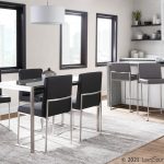 Fuji Contemporary Glass Top Stainless Steel Dining Table