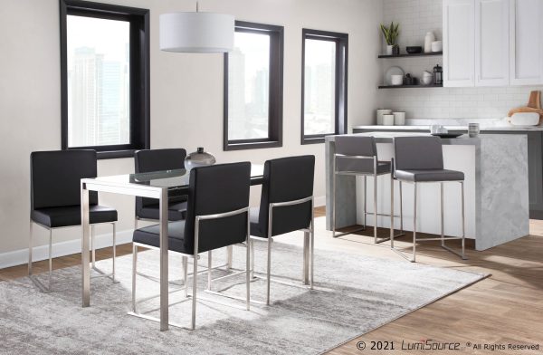 Fuji Contemporary Glass Top Stainless Steel Dining Table 1