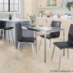 Fuji Contemporary Glass Top Stainless Steel Dining Table