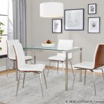 Fuji Contemporary Glass Top Stainless Steel Dining Table