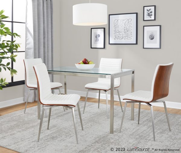 Fuji Contemporary Glass Top Stainless Steel Dining Table 3