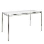 Fuji Contemporary Glass Top Stainless Steel Dining Table
