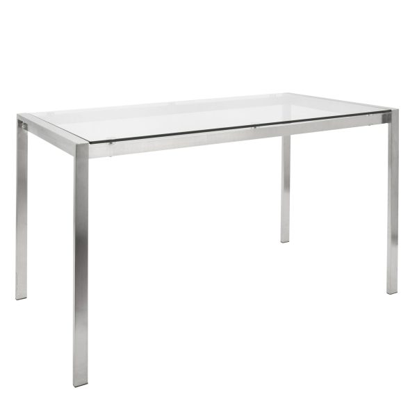 Fuji Contemporary Glass Top Stainless Steel Dining Table 4