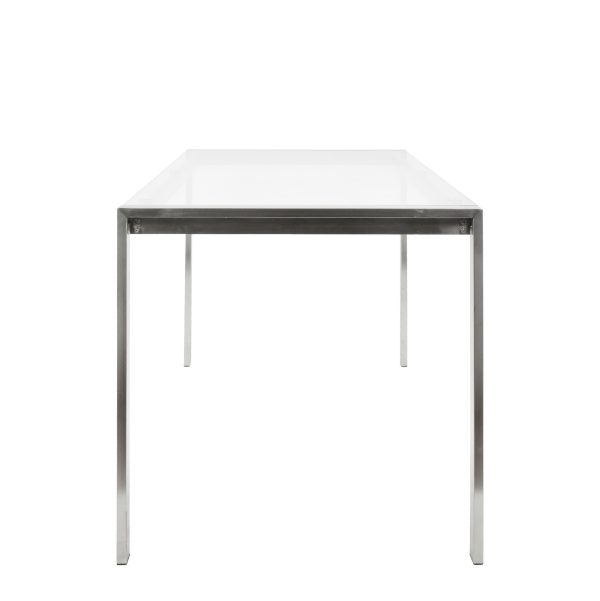 Fuji Contemporary Glass Top Stainless Steel Dining Table 5