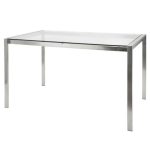 Fuji Contemporary Glass Top Stainless Steel Dining Table