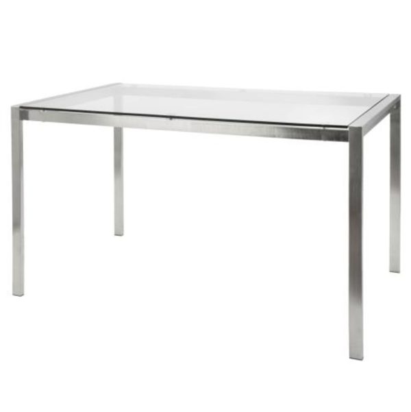 Fuji Contemporary Glass Top Stainless Steel Dining Table 6
