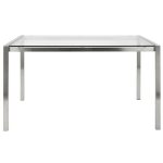 Fuji Contemporary Glass Top Stainless Steel Dining Table