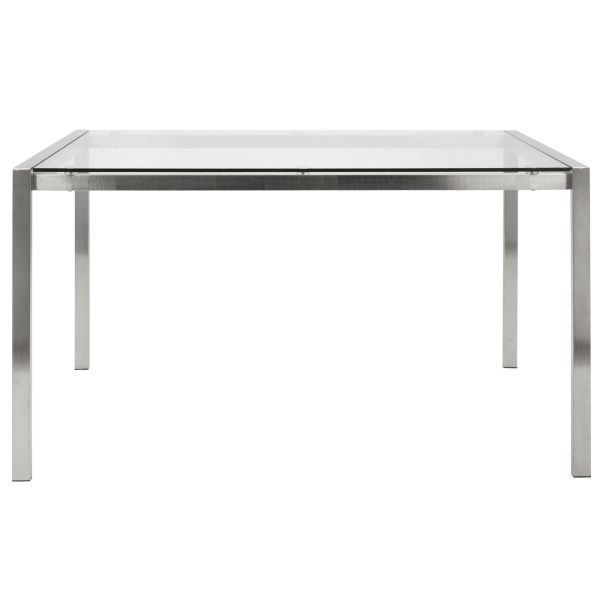 Fuji Contemporary Glass Top Stainless Steel Dining Table 7