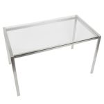 Fuji Contemporary Glass Top Stainless Steel Dining Table