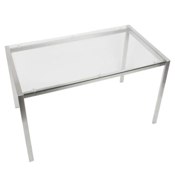 Fuji Contemporary Glass Top Stainless Steel Dining Table 8