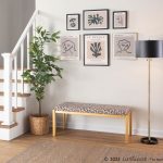Fuji Contemporary Gold Metal Beige Leopard Fabric Bench 14 Fuji Contemporary Gold Metal Beige Leopard Fabric Bench
