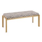 Fuji Contemporary Gold Metal Beige Leopard Fabric Bench 15 Fuji Contemporary Gold Metal Beige Leopard Fabric Bench